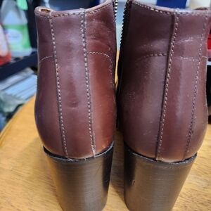 Frye Nora Zip up block heels ankle brown leather booties size 7 M EUC